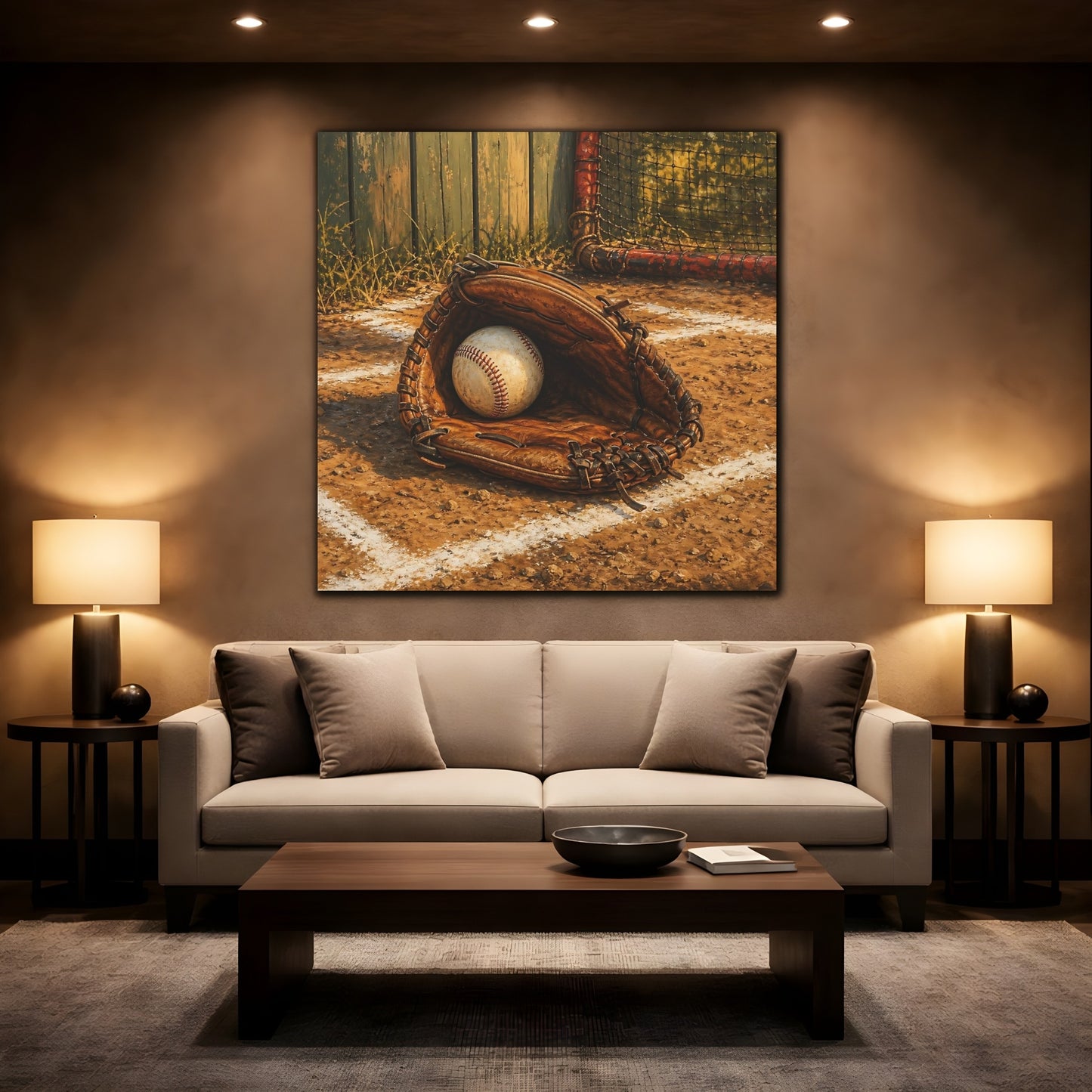 Mockup 2. Vintage Baseball Glove shown as canvas print