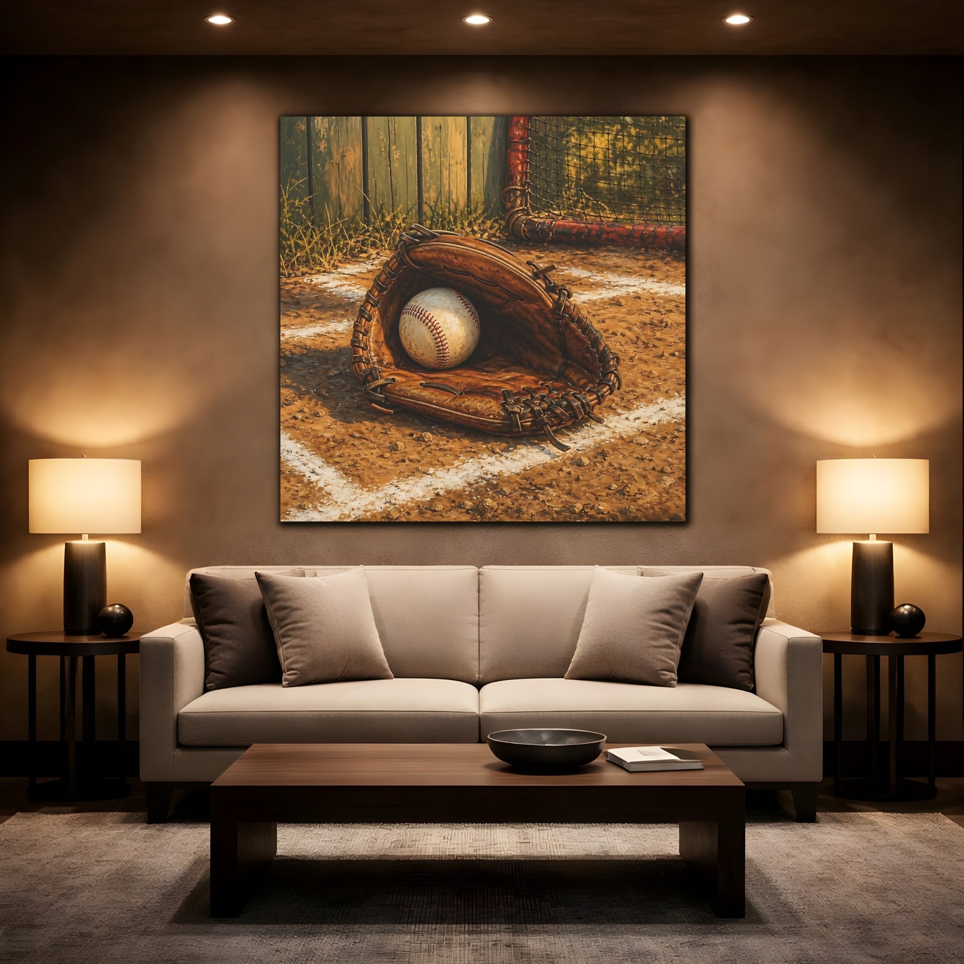 Mockup 2. Vintage Baseball Glove shown as canvas print