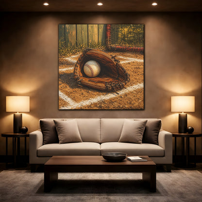 Mockup 2. Vintage Baseball Glove shown as canvas print