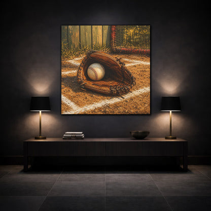Mockup 3. Vintage Baseball Glove shown as canvas print
