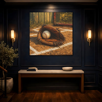 Mockup 4. Vintage Baseball Glove shown as canvas print