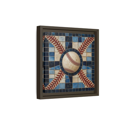 Side Mockup 20. Vintage Baseball Mosaic shown as framed canvas print
