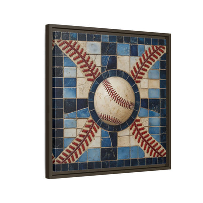 Side Mockup 11. Vintage Baseball Mosaic shown as framed canvas print