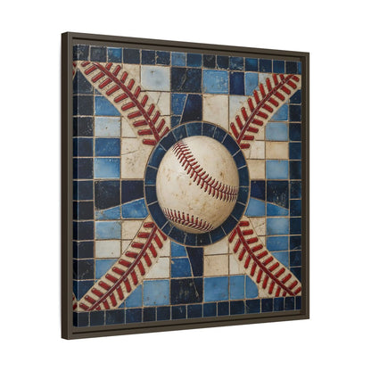 Side Mockup 27. Vintage Baseball Mosaic shown as framed canvas print