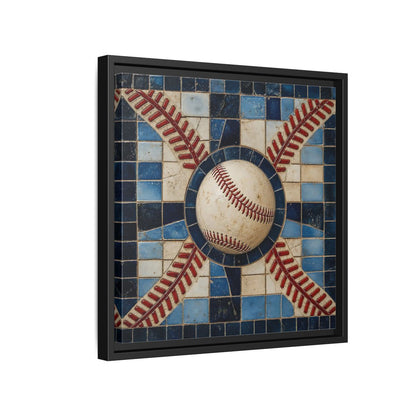 Side Mockup 15. Vintage Baseball Mosaic shown as framed canvas print