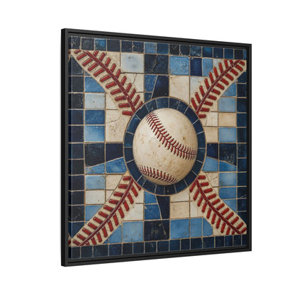 Side Mockup 9. Vintage Baseball Mosaic shown as framed canvas print