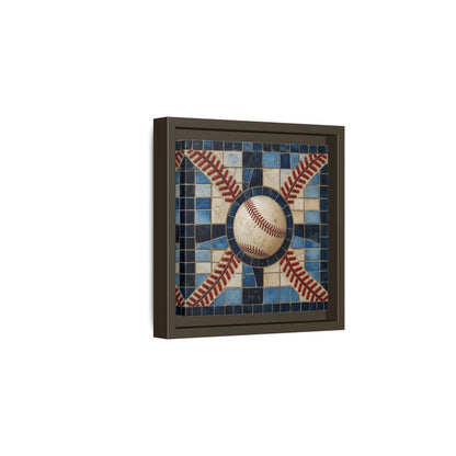 Side Mockup 2. Vintage Baseball Mosaic shown as framed canvas print