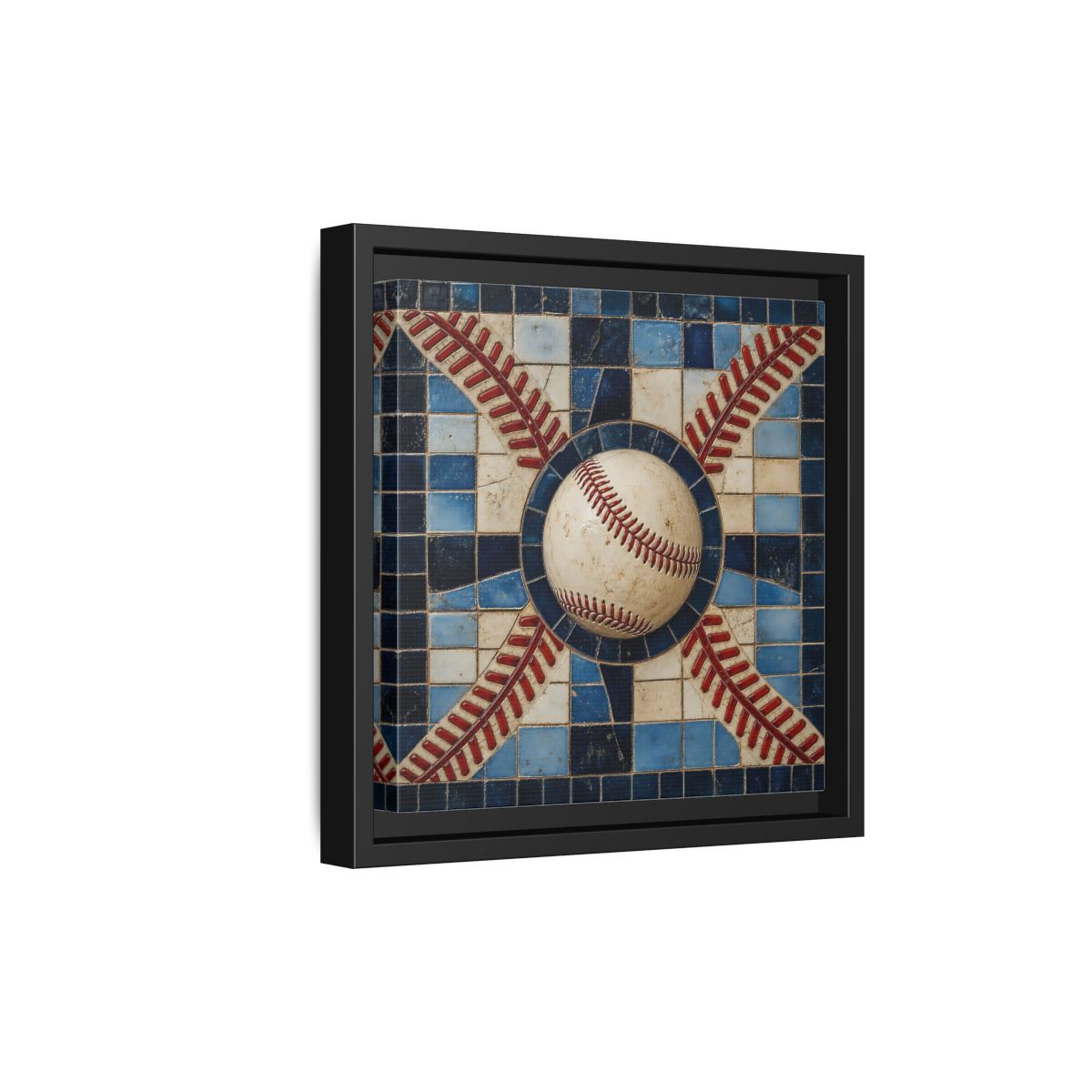 Side Mockup 21. Vintage Baseball Mosaic shown as framed canvas print