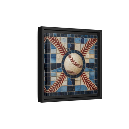 Side Mockup 21. Vintage Baseball Mosaic shown as framed canvas print