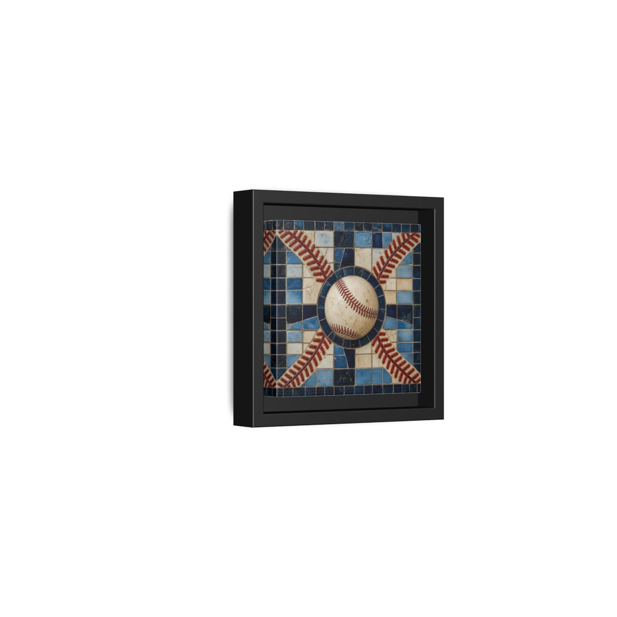 Side Mockup 24. Vintage Baseball Mosaic shown as framed canvas print