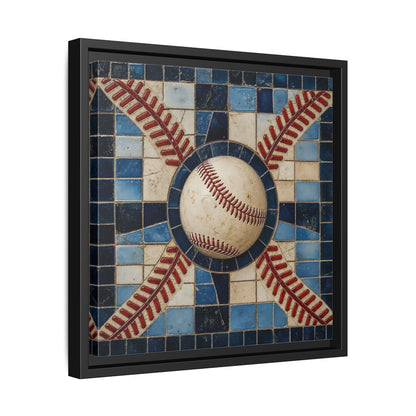 Side Mockup 32. Vintage Baseball Mosaic shown as framed canvas print
