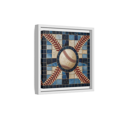 Side Mockup 19. Vintage Baseball Mosaic shown as framed canvas print