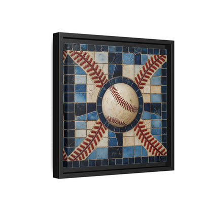 Side Mockup 18. Vintage Baseball Mosaic shown as framed canvas print