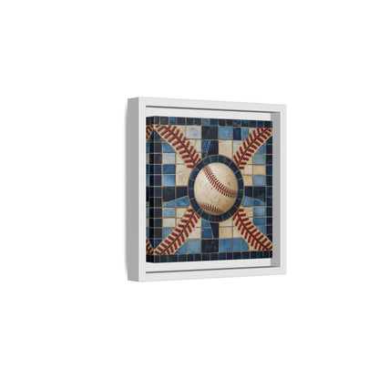 Side Mockup 1. Vintage Baseball Mosaic shown as framed canvas print
