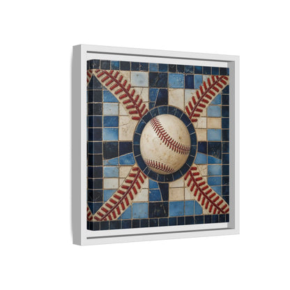 Side Mockup 16. Vintage Baseball Mosaic shown as framed canvas print