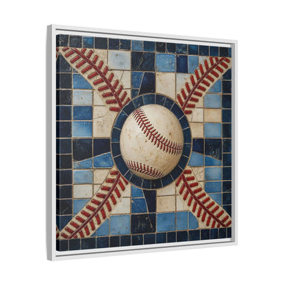 Side Mockup 26. Vintage Baseball Mosaic shown as framed canvas print