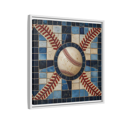 Side Mockup 10. Vintage Baseball Mosaic shown as framed canvas print
