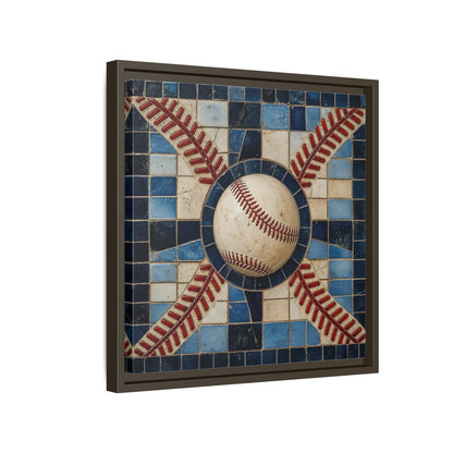 Side Mockup 14. Vintage Baseball Mosaic shown as framed canvas print