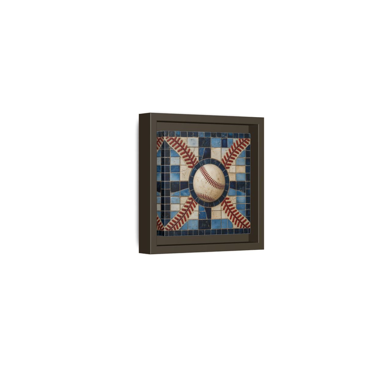 Side Mockup 23. Vintage Baseball Mosaic shown as framed canvas print