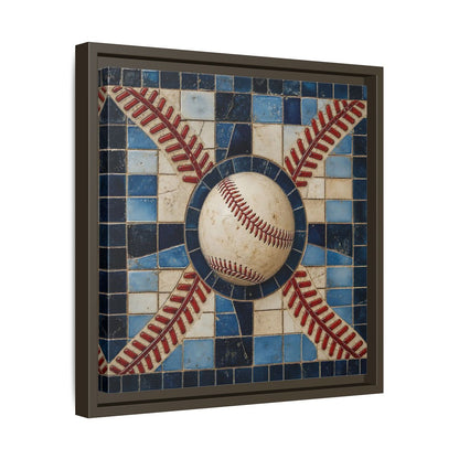 Side Mockup 29. Vintage Baseball Mosaic shown as framed canvas print