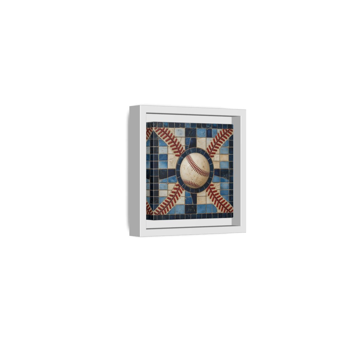 Side Mockup 22. Vintage Baseball Mosaic shown as framed canvas print