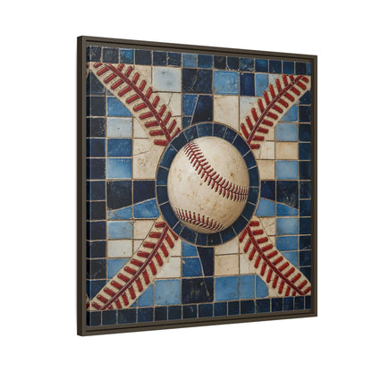 Side Mockup 8. Vintage Baseball Mosaic shown as framed canvas print