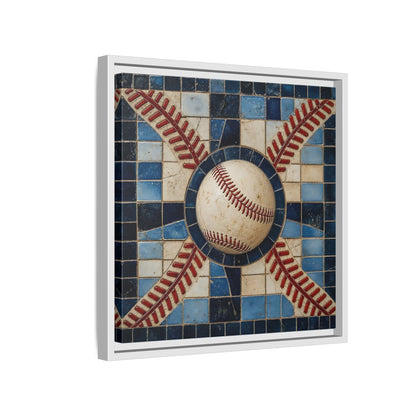 Side Mockup 13. Vintage Baseball Mosaic shown as framed canvas print