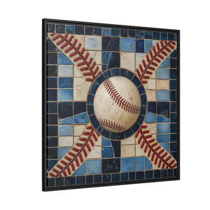 Side Mockup 6. Vintage Baseball Mosaic shown as framed canvas print