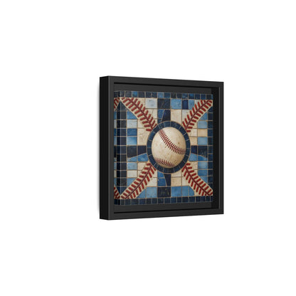 Side Mockup 3. Vintage Baseball Mosaic shown as framed canvas print