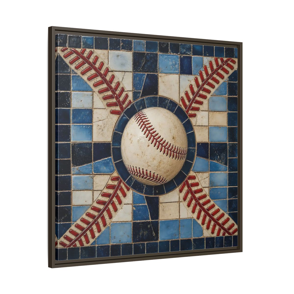 Main Mockup. Vintage Baseball Mosaic shown as framed canvas print