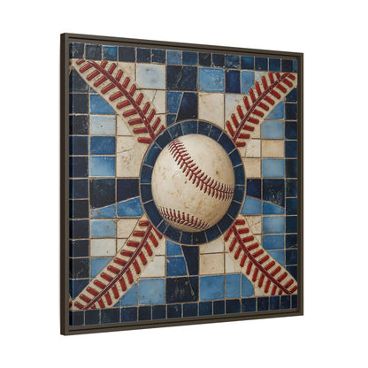 Main Mockup. Vintage Baseball Mosaic shown as framed canvas print