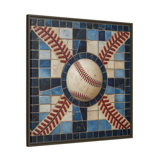 Main Mockup. Vintage Baseball Mosaic shown as framed canvas print