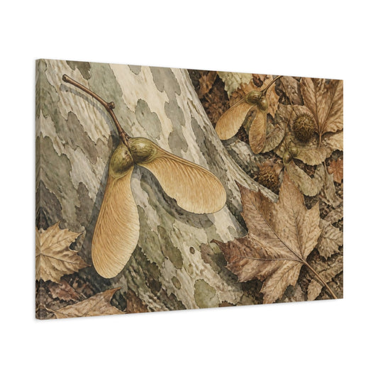 Main Mockup. Vintage Botanical Sycamore Seeds shown as canvas print
