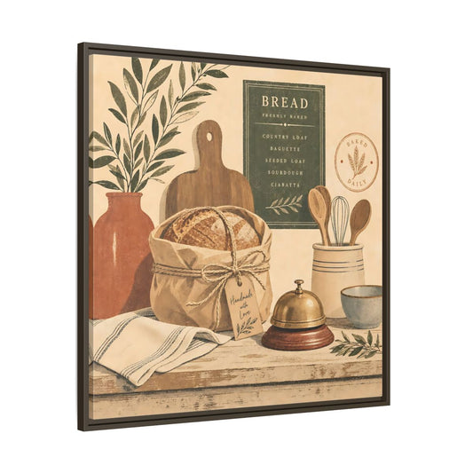 Main Mockup. Vintage Bread Rustic Bakery shown as stretched canvas wall art