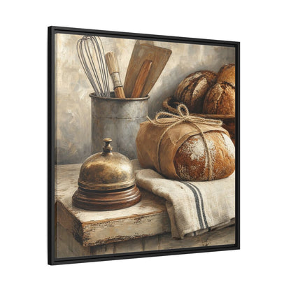 Side Mockup 30. Vintage Bread Rustic Bakery shown as stretched canvas wall art