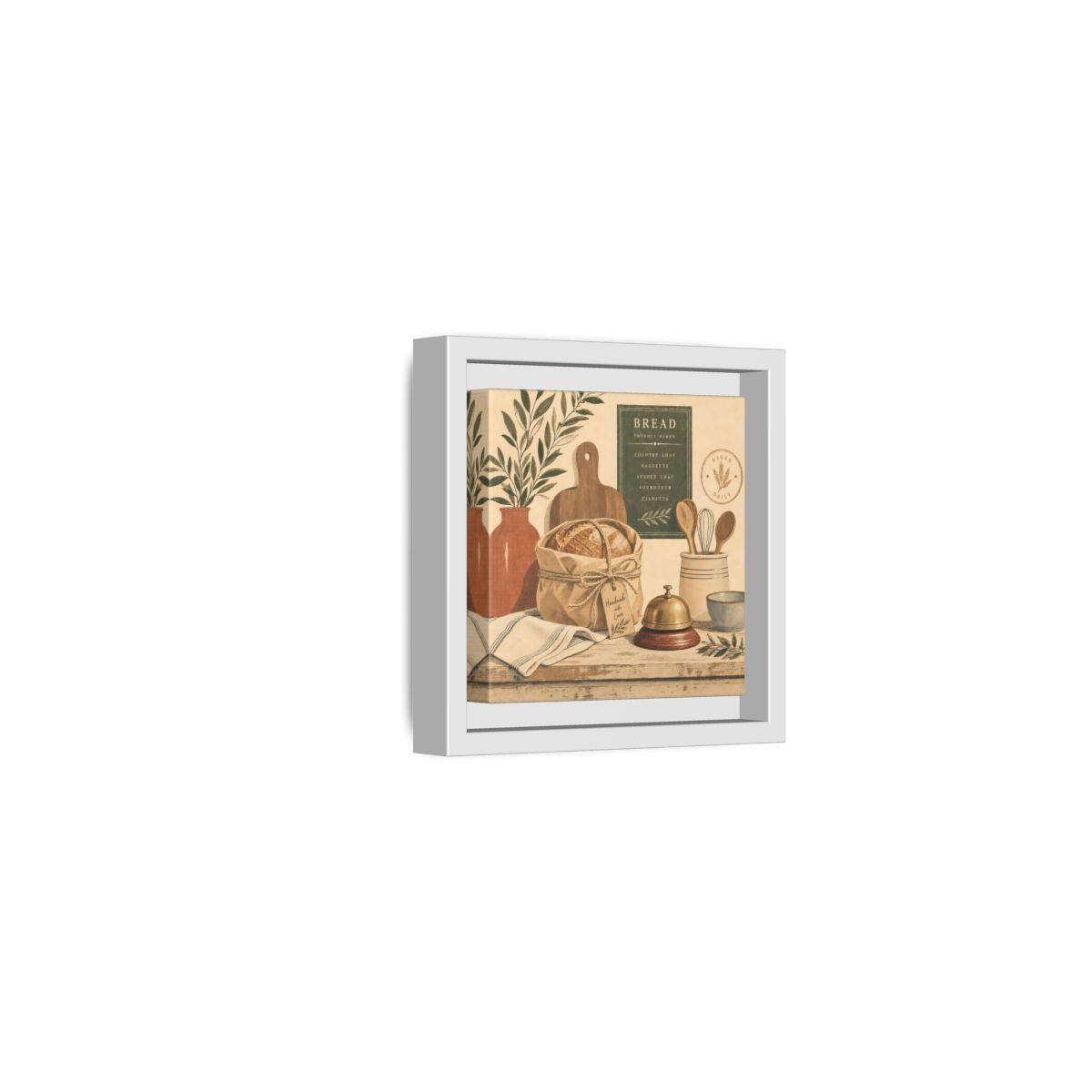 Side Mockup 22. Vintage Bread Rustic Bakery shown as stretched canvas wall art