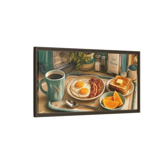 Main Mockup. Vintage Breakfast Meal Vintage Breakfast shown as framed canvas print