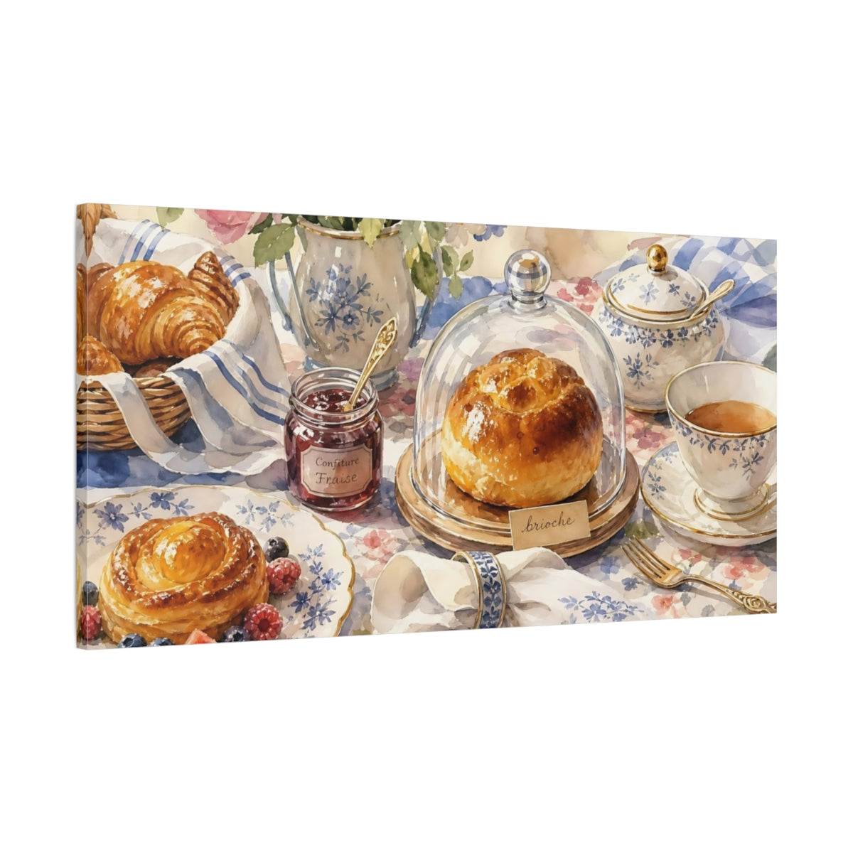 Main Mockup. Vintage Breakfast Pastel Breakfast shown as canvas print