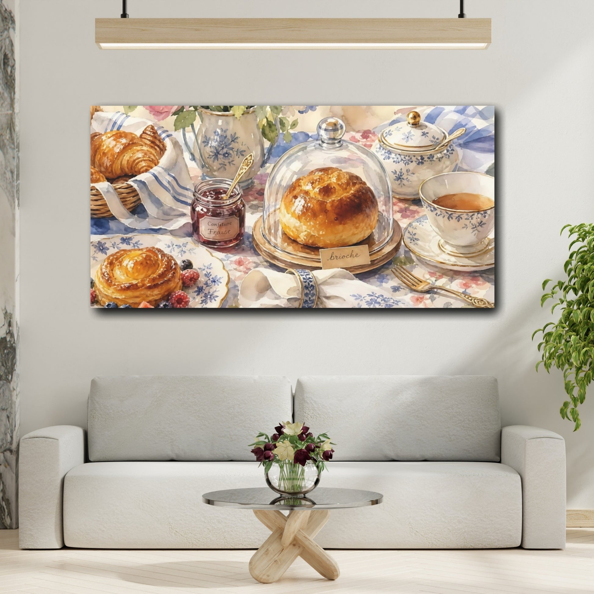 Mockup 2. Vintage Breakfast Pastel Breakfast shown as canvas print
