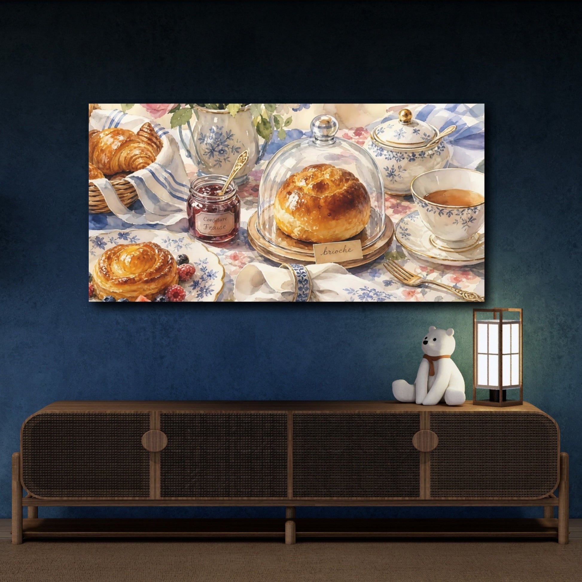 Mockup 4. Vintage Breakfast Pastel Breakfast shown as canvas print