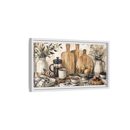 Side Mockup 6. Vintage Breakfast Rustic Breakfast shown as framed canvas print