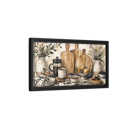 Side Mockup 8. Vintage Breakfast Rustic Breakfast shown as framed canvas print