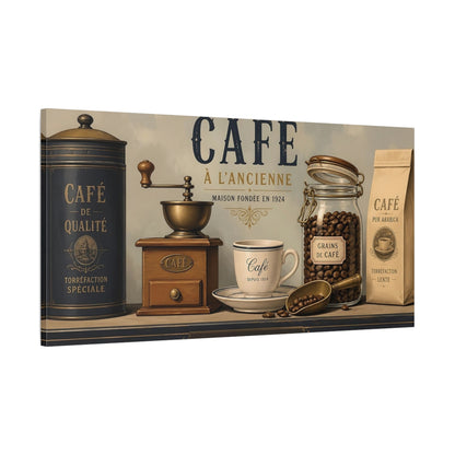 Main Mockup. Vintage Café Coffee Still Life shown as canvas print