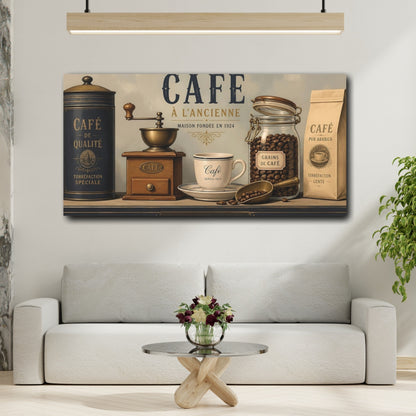 Mockup 2. Vintage Café Coffee Still Life shown as canvas print
