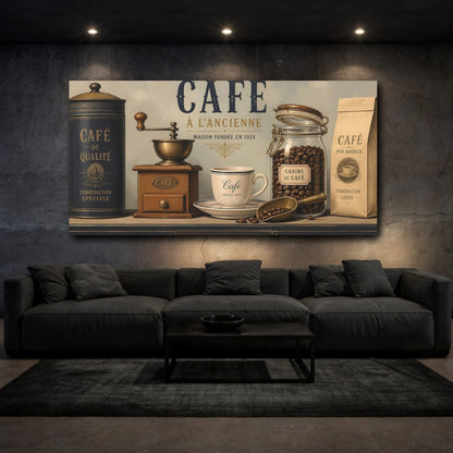 Mockup 3. Vintage Café Coffee Still Life shown as canvas print