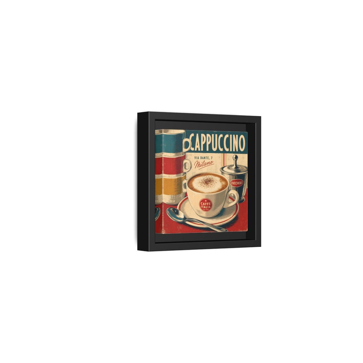 Side Mockup 24. Vintage Cappuccino Red And Cream shown as stretched canvas wall art