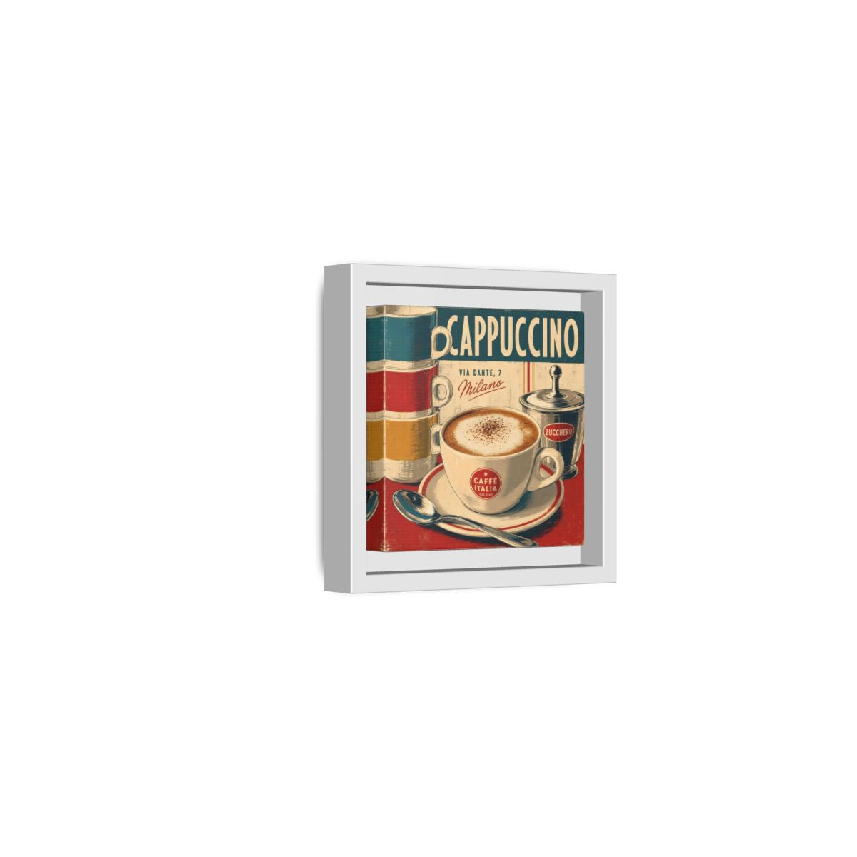 Side Mockup 22. Vintage Cappuccino Red And Cream shown as stretched canvas wall art