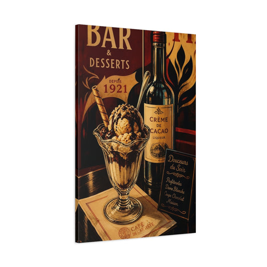 Main Mockup. Vintage Chocolate Sundae shown as canvas print