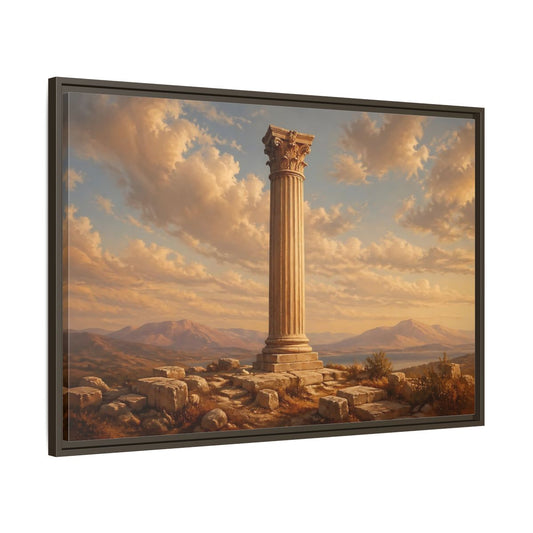 Main Mockup. Vintage Classical Column Golden Classical Column shown as stretched canvas wall art