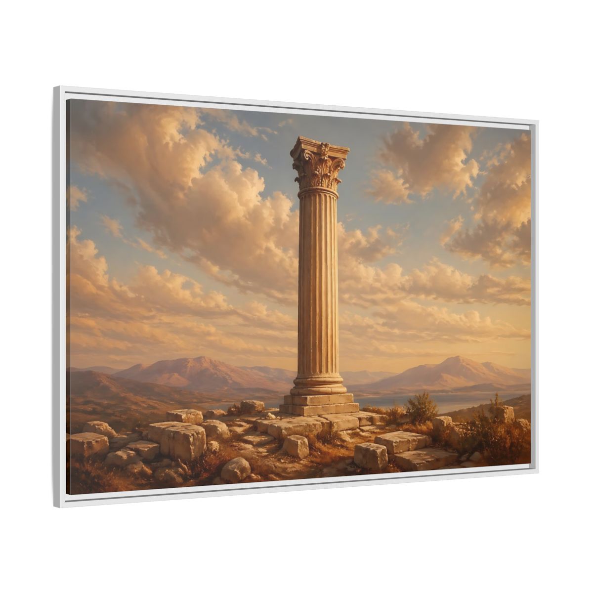 Side Mockup 7. Vintage Classical Column Golden Classical Column shown as stretched canvas wall art